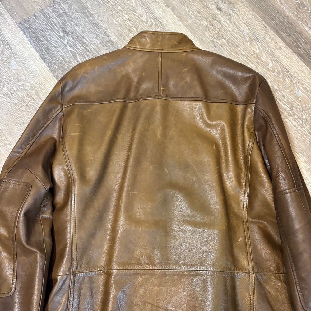 Banana Republic Heritage Mens XL Brown Leather Field Jacket Safari Style Utility - Picture 12 of 16